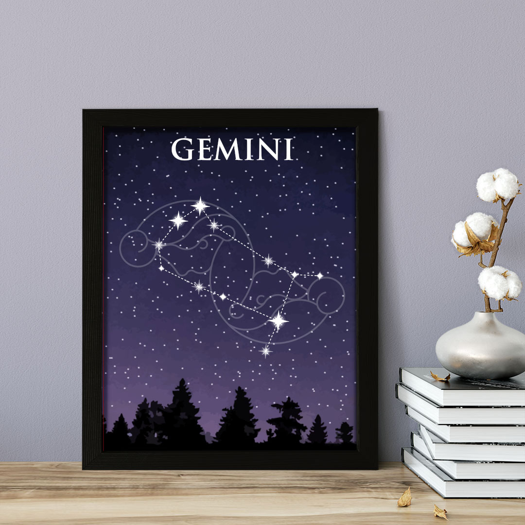 Designs ByLITA Gemini Zodiac Sign Night Sky, Wall Print Art - Picture 9 of 22