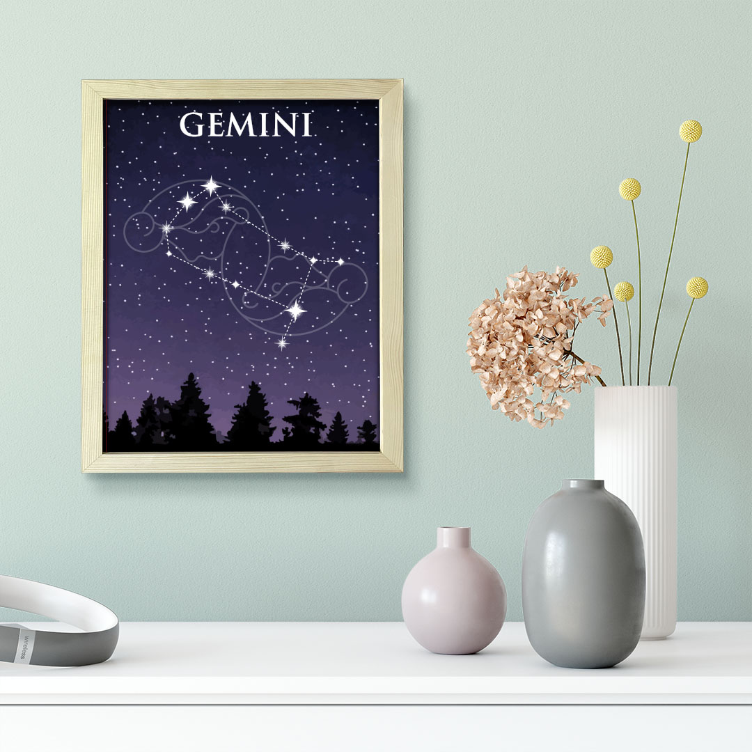 Designs ByLITA Gemini Zodiac Sign Night Sky, Wall Print Art - Picture 8 of 22
