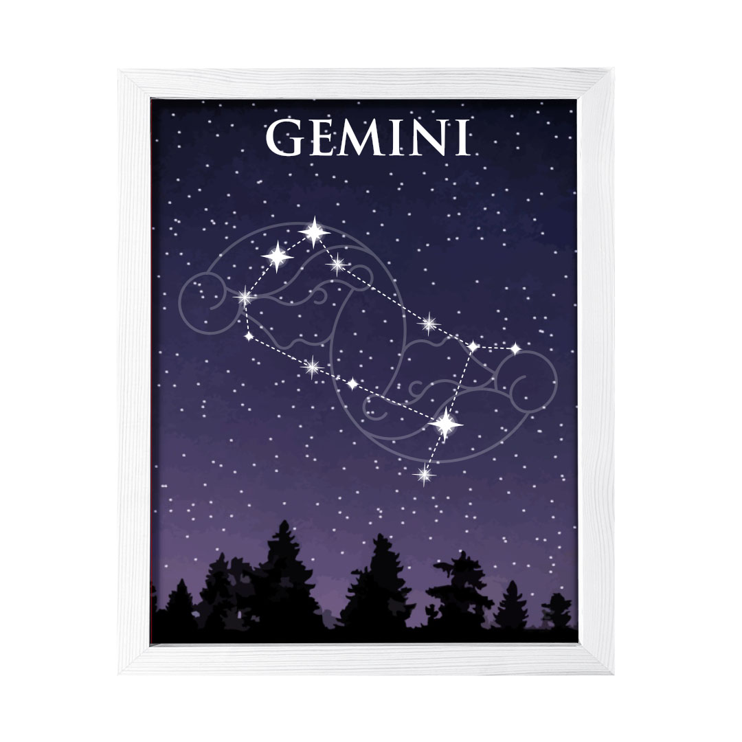 Designs ByLITA Gemini Zodiac Sign Night Sky, Wall Print Art - Picture 19 of 22