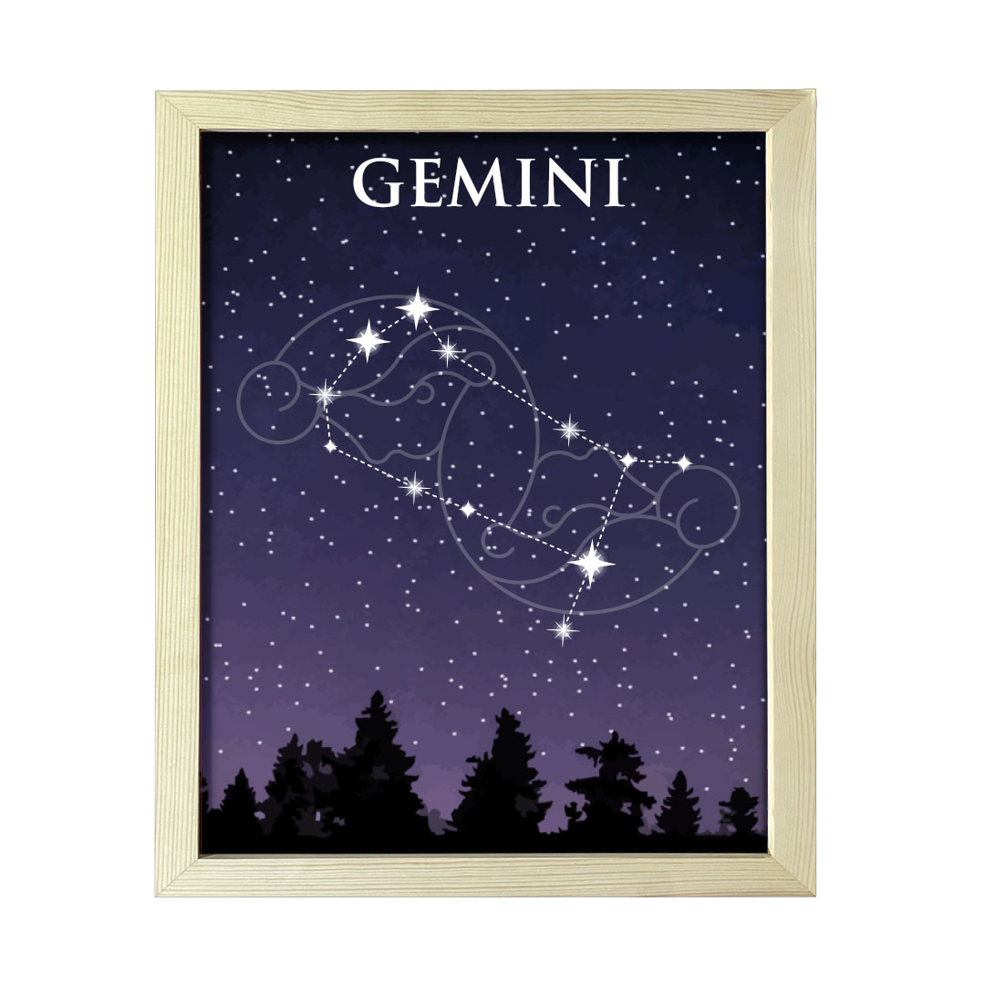 Designs ByLITA Gemini Zodiac Sign Night Sky, Wall Print Art - Picture 15 of 22