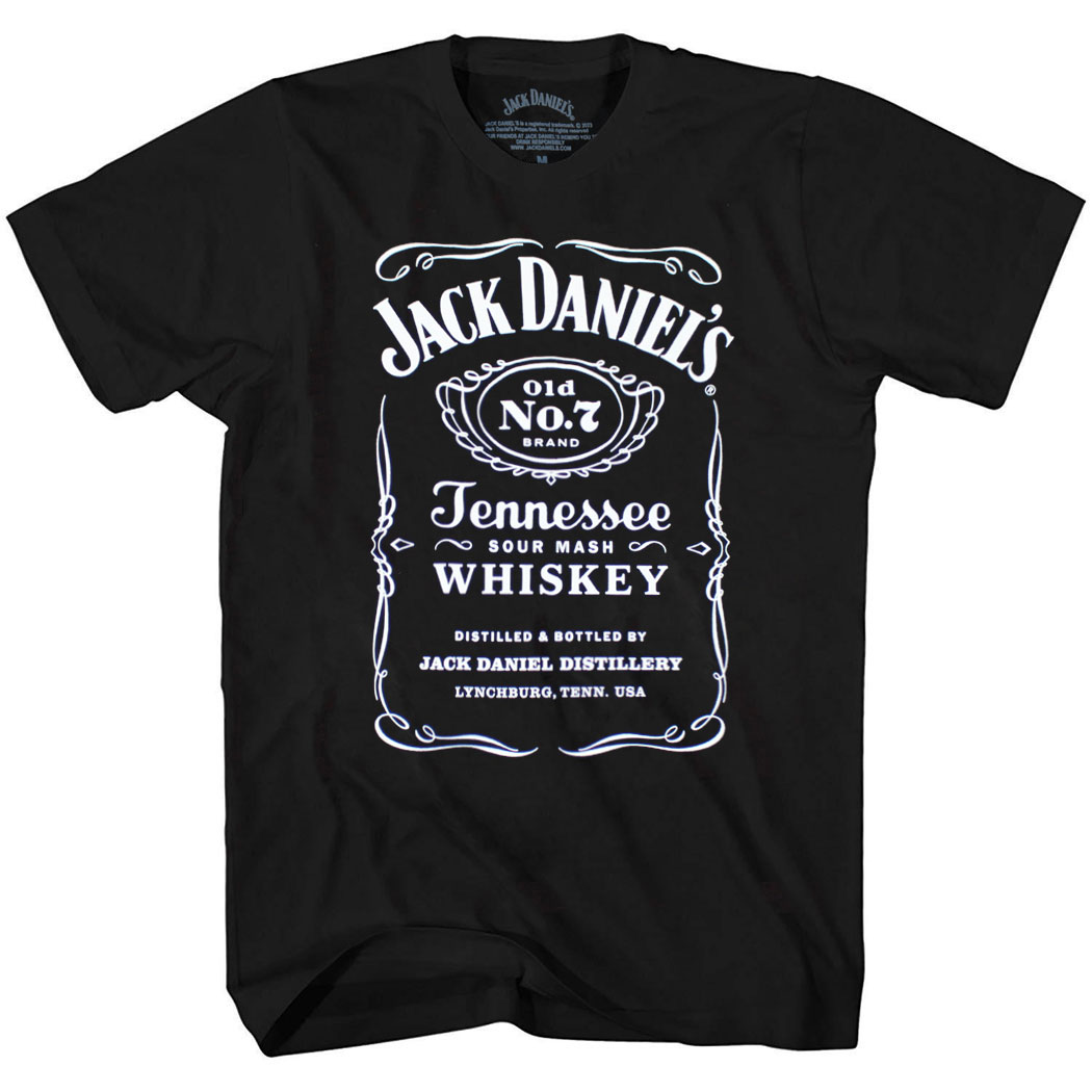 Jack Daniels Whiskey Old No. 7 Tennessee Label Adult T-Shirt - Picture 5 of 6