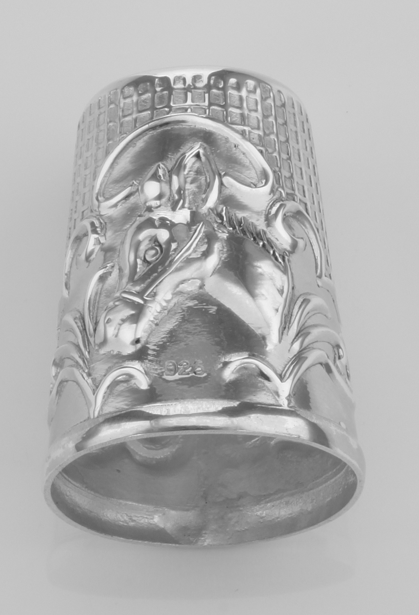 Antique Style Silver Horse//Donkey Head Sewing Thimble Sterling Silver