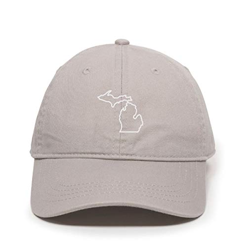 Michigan Map Outline Baseball Cap Embroidered Cotton Adjustable Dad Hat - Picture 7 of 19