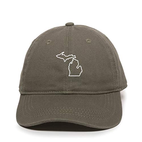 Michigan Map Outline Baseball Cap Embroidered Cotton Adjustable Dad Hat - Picture 12 of 19