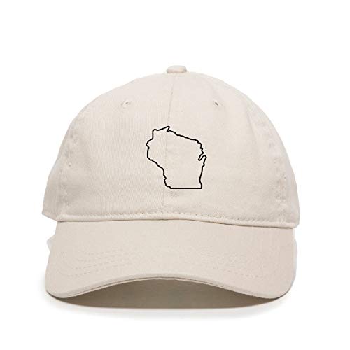 Wisconsin Map Outline Baseball Cap Embroidered Cotton Adjustable Dad Hat - Picture 14 of 19