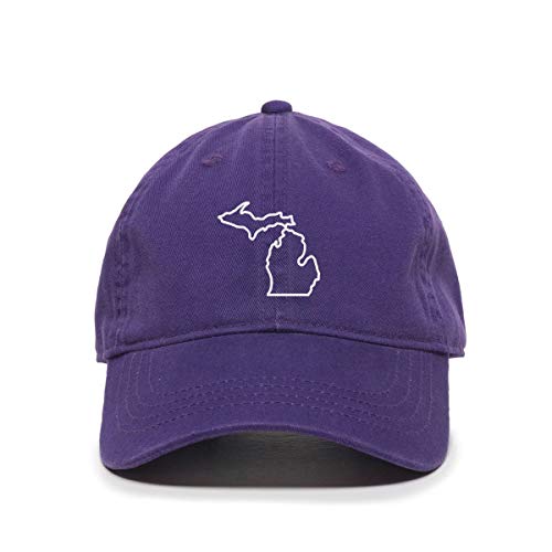 Michigan Map Outline Baseball Cap Embroidered Cotton Adjustable Dad Hat - Picture 15 of 19