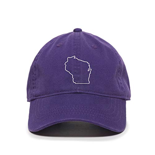 Wisconsin Map Outline Baseball Cap Embroidered Cotton Adjustable Dad Hat - Picture 15 of 19