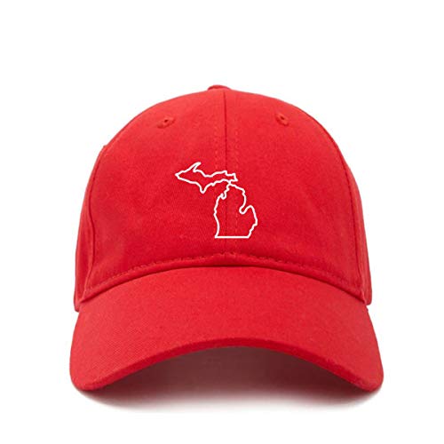 Michigan Map Outline Baseball Cap Embroidered Cotton Adjustable Dad Hat - Picture 16 of 19