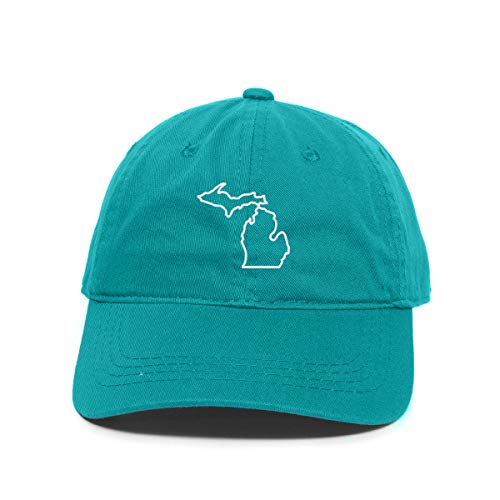 Michigan Map Outline Baseball Cap Embroidered Cotton Adjustable Dad Hat - Picture 18 of 19
