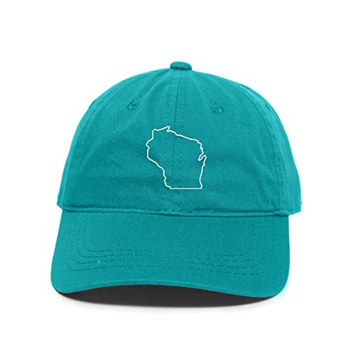 Wisconsin Map Outline Baseball Cap Embroidered Cotton Adjustable Dad Hat - Picture 18 of 19