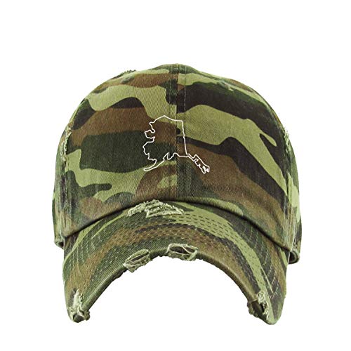 Alaska Map Vintage Baseball Cap Embroidered Adjustable Distressed Dad Hat - Picture 4 of 15