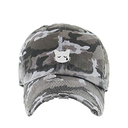 Crying Cat Vintage Baseball Cap Embroidered Cotton Adjustable Distressed Dad Hat - Picture 6 of 15