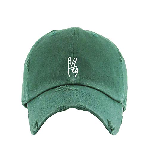 Peace Sign Vintage Baseball Cap Embroidered Cotton Adjustable Distressed Dad Hat