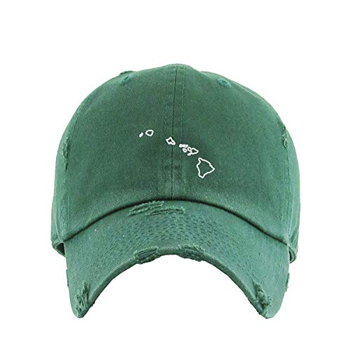 Cappello da baseball vintage mappa delle Hawaii ricamato regolabile invecchiato papà - Foto 7 di 15