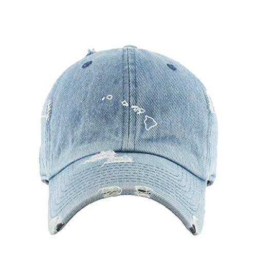 Cappello da baseball vintage mappa delle Hawaii ricamato regolabile invecchiato papà - Foto 9 di 15