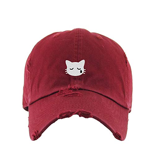 Crying Cat Vintage Baseball Cap Embroidered Cotton Adjustable Distressed Dad Hat - Picture 10 of 15