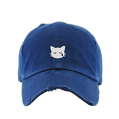 Crying Cat Vintage Baseball Cap Embroidered Cotton Adjustable Distressed Dad Hat - Picture 11 of 15