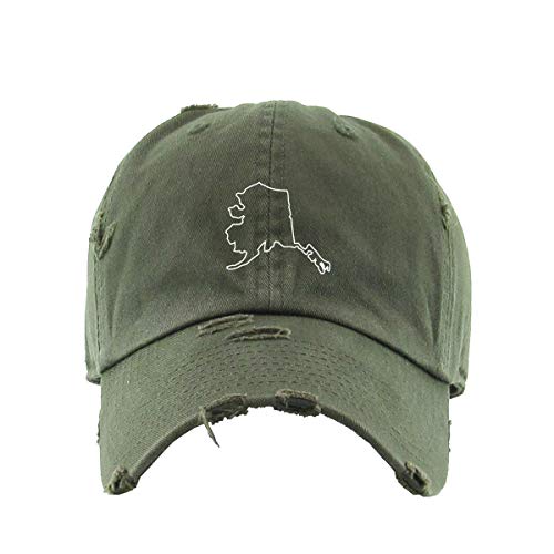 Alaska Map Vintage Baseball Cap Embroidered Adjustable Distressed Dad Hat - Picture 12 of 15