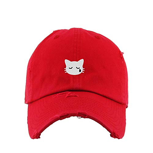 Crying Cat Vintage Baseball Cap Embroidered Cotton Adjustable Distressed Dad Hat - Picture 13 of 15