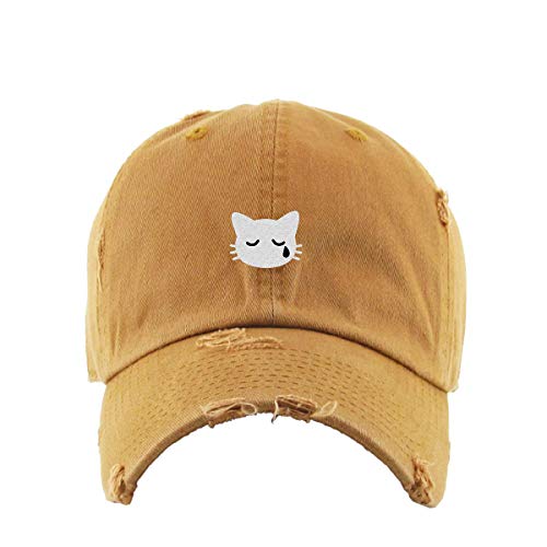 Crying Cat Vintage Baseball Cap Embroidered Cotton Adjustable Distressed Dad Hat - Picture 14 of 15