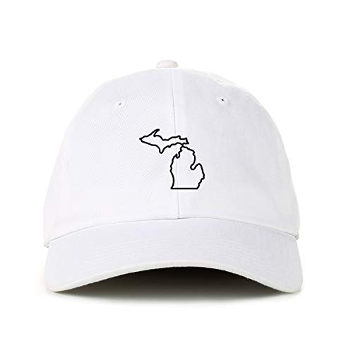 Michigan Map Outline Baseball Cap Embroidered Cotton Adjustable Dad Hat - Picture 19 of 19