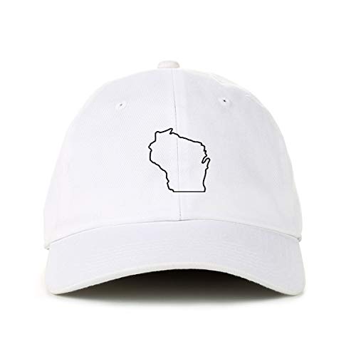Wisconsin Map Outline Baseball Cap Embroidered Cotton Adjustable Dad Hat - Picture 19 of 19