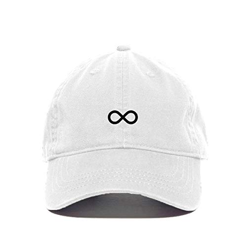 Tech Design Infinity Symbol Baseball Cap - Embroidered Cotton Adjustable Dad Hat, White