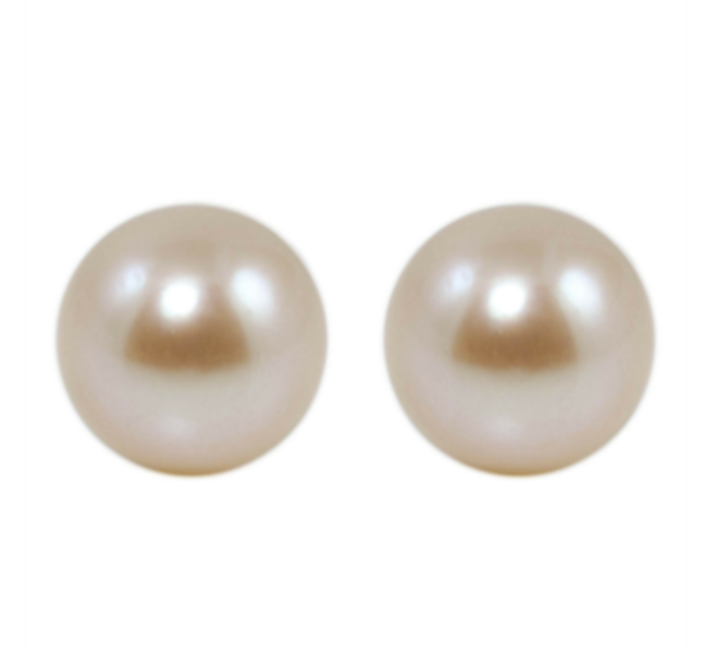 Freshwater Pearl Earrings Sterling Silver Studs Pale Pink / White 6mm / 8mm