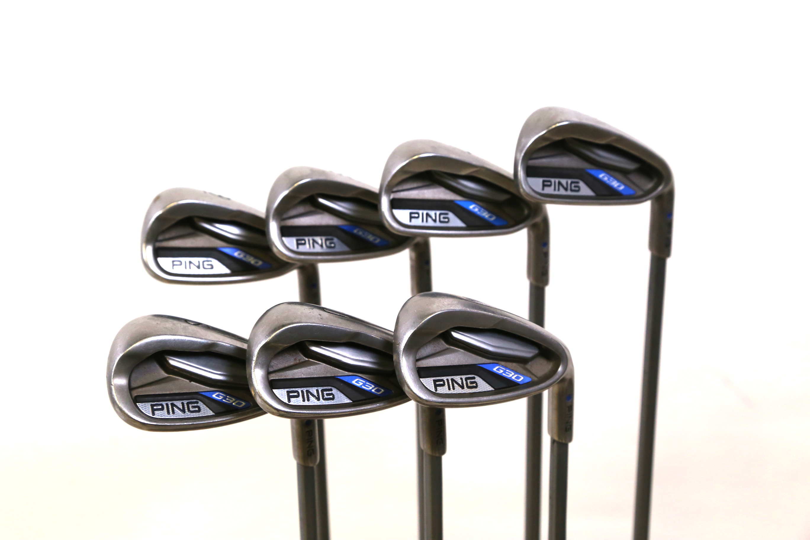 Ping G30 69, PW, UW, SW Blue Dot Iron Set RH Ping Graphite Senior Flex