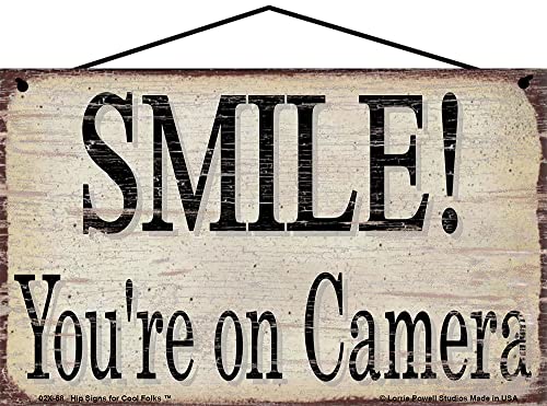 Smile You're on Camera Vintage Style Sign Security Warning Home & Business Door - Picture 2 of 3