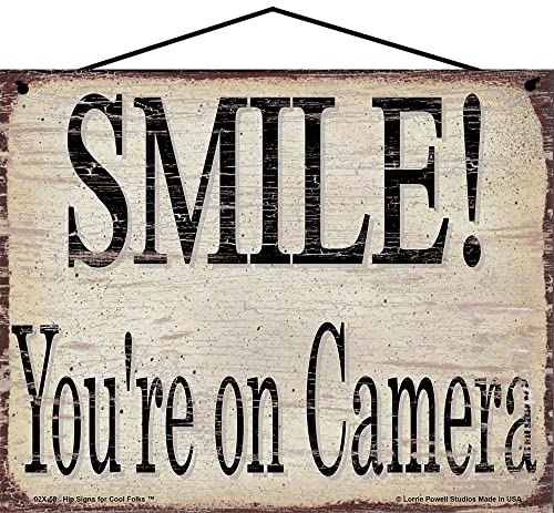 Smile You're on Camera Vintage Style Sign Security Warning Home & Business Door - Picture 3 of 3