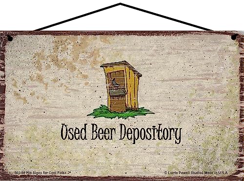 Used Beer Depository Sign Vintage Style Bathroom Decor with Outhouse Restroom - Bild 2 von 3