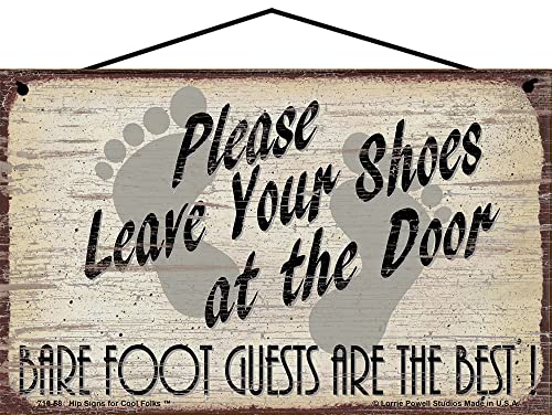 Please Leave Your Shoes at the Door Sign Vtg Style Barefoot Guests Are the Best - Picture 2 of 3