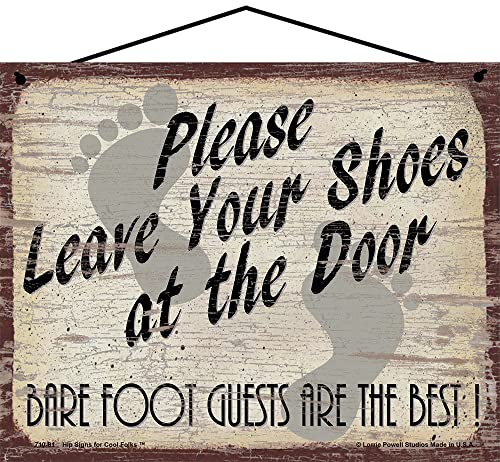 Please Leave Your Shoes at the Door Sign Vtg Style Barefoot Guests Are the Best - Picture 3 of 3