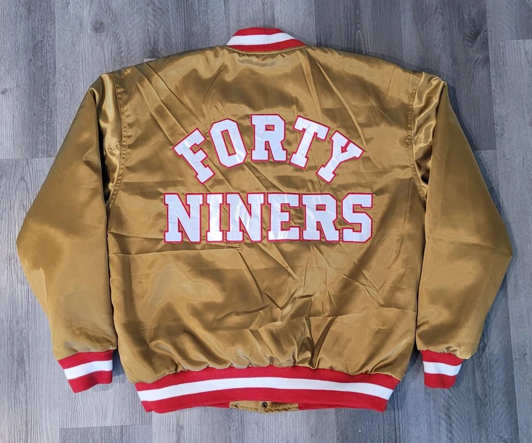 49ers Gold Adult FORTY NINERS satin button up jacket