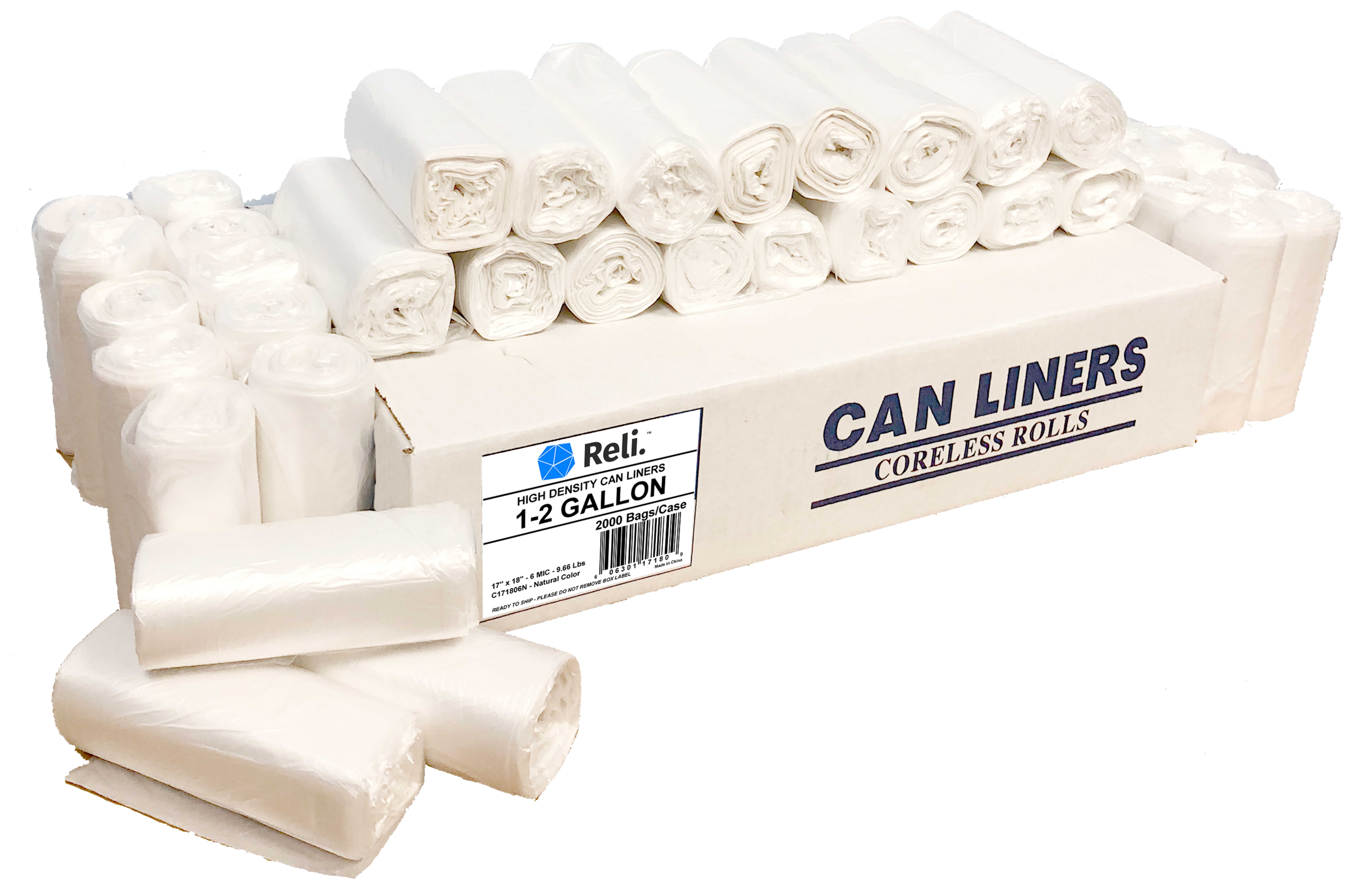 Reli. Trash Bags, 12 Gallon (2000 Count Wholesale) (Clear) High