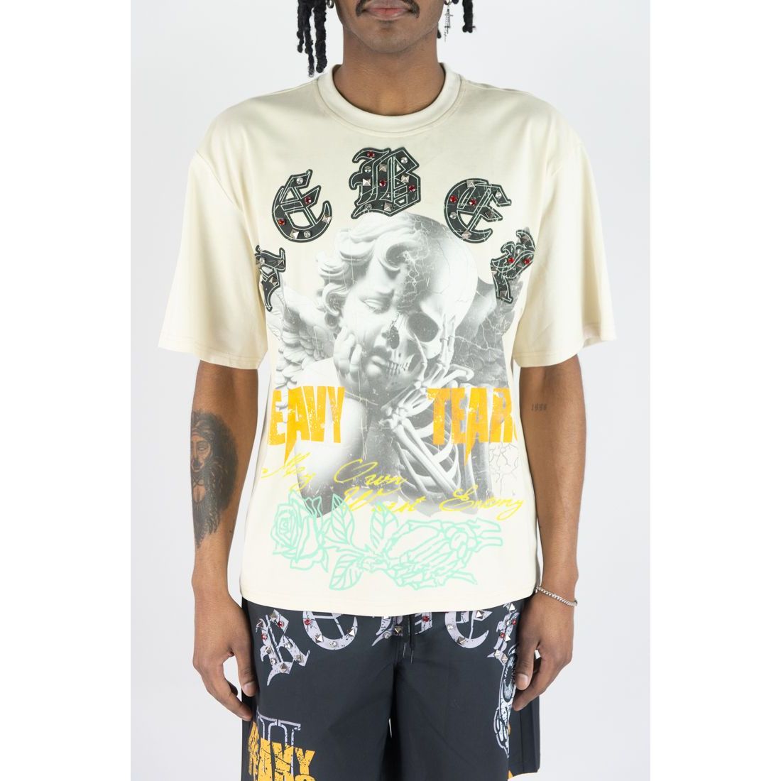 Rebel Minds heavy tears rhinestone t-shirt