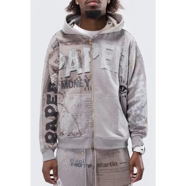 Paper Money news paper zip up hoodie