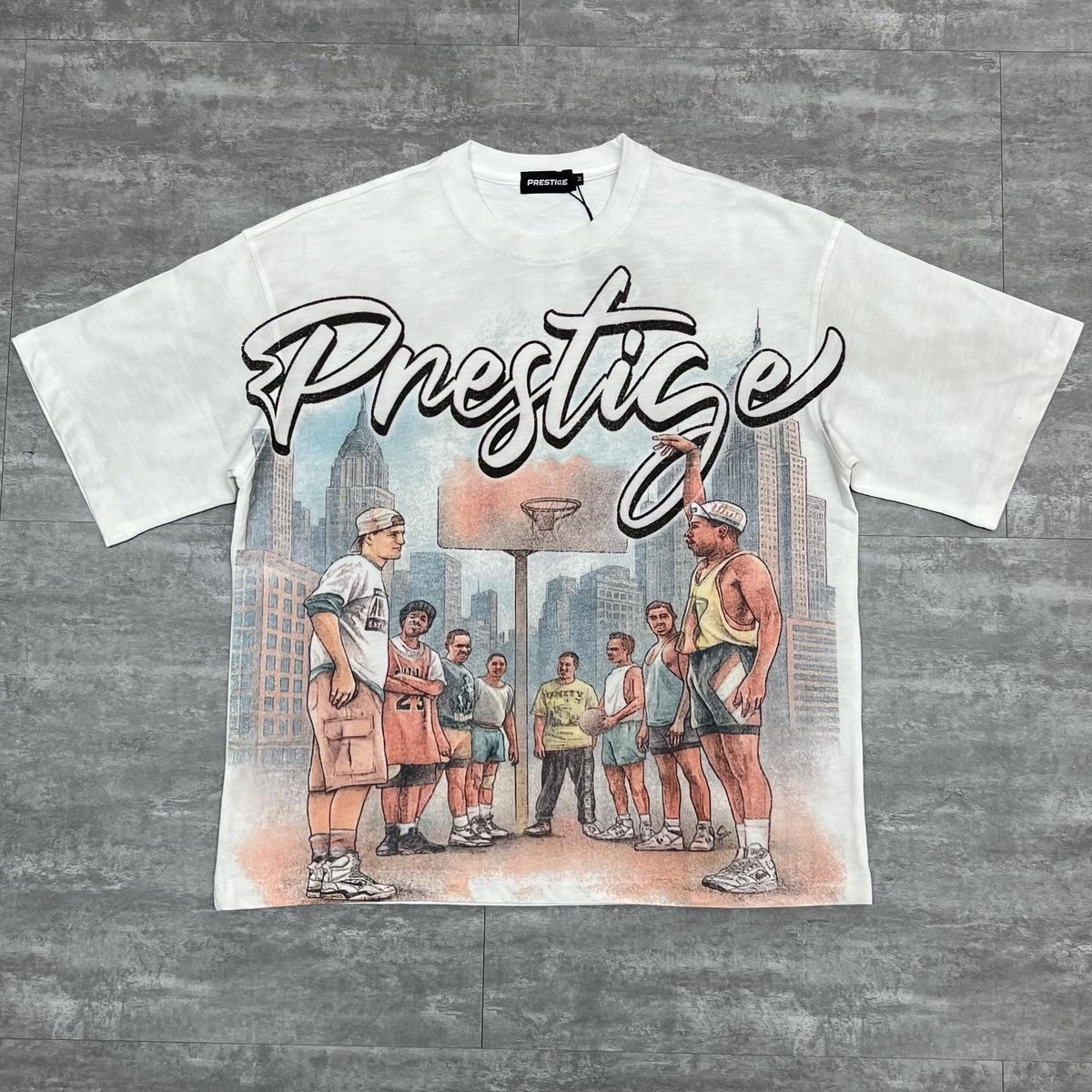 Prestige white man cant jump t-shirt