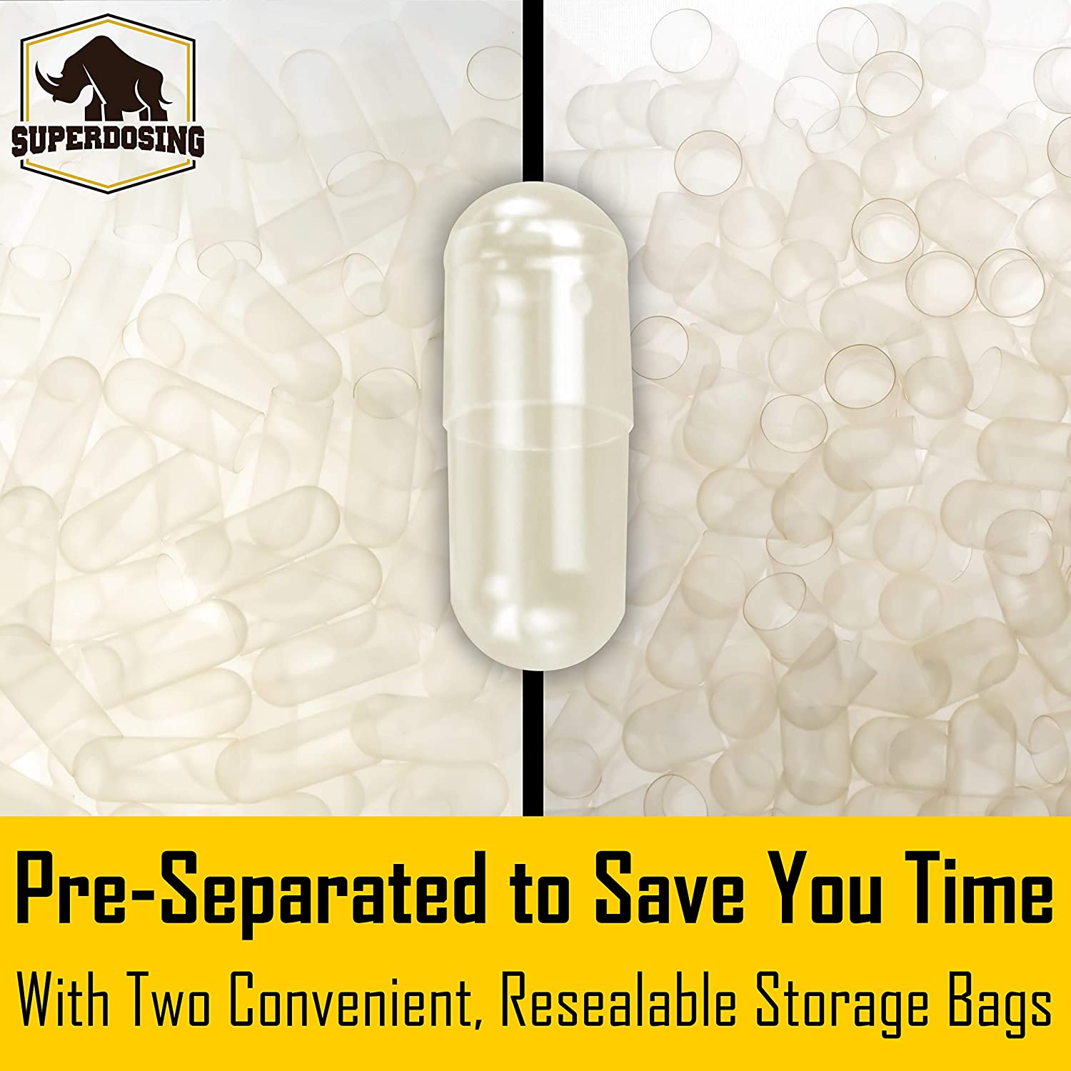 Bulk PreSeparated, TightLock Empty Gelatin Capsules Gluten Free by