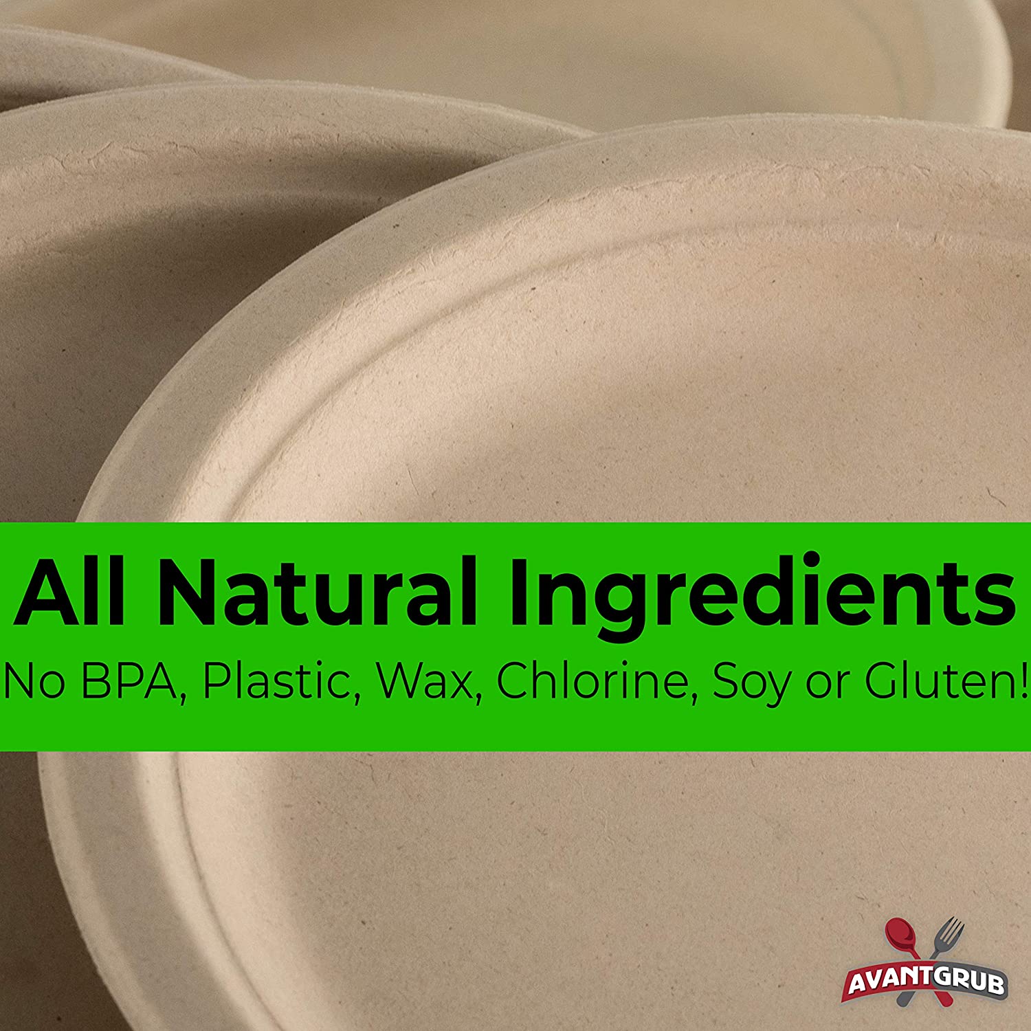 Platos de cena compostables de 10" ecológicos y seguros para microondas de Avant Grub - Imagen 11 de 27