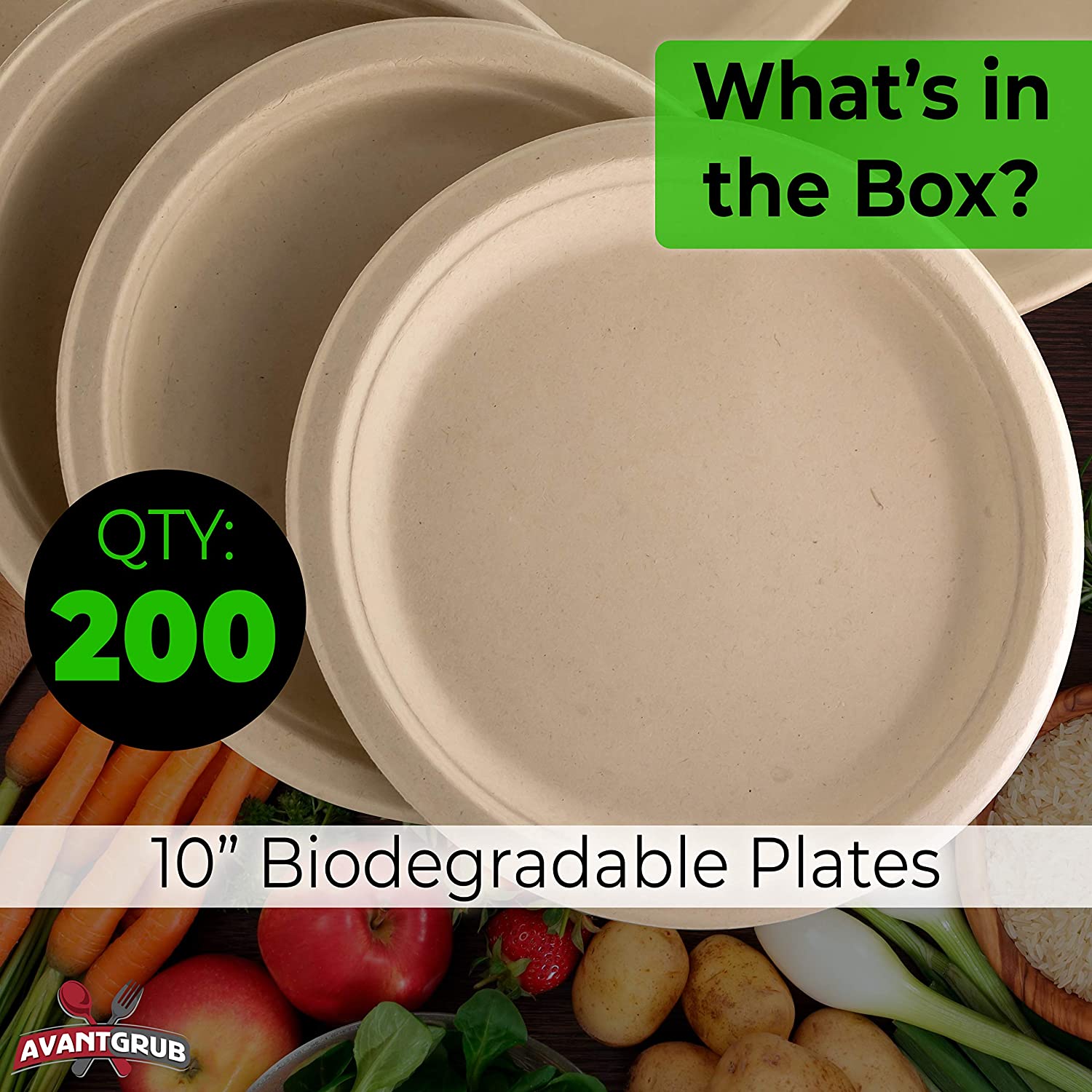Platos de cena compostables de 10" ecológicos y seguros para microondas de Avant Grub - Imagen 23 de 27