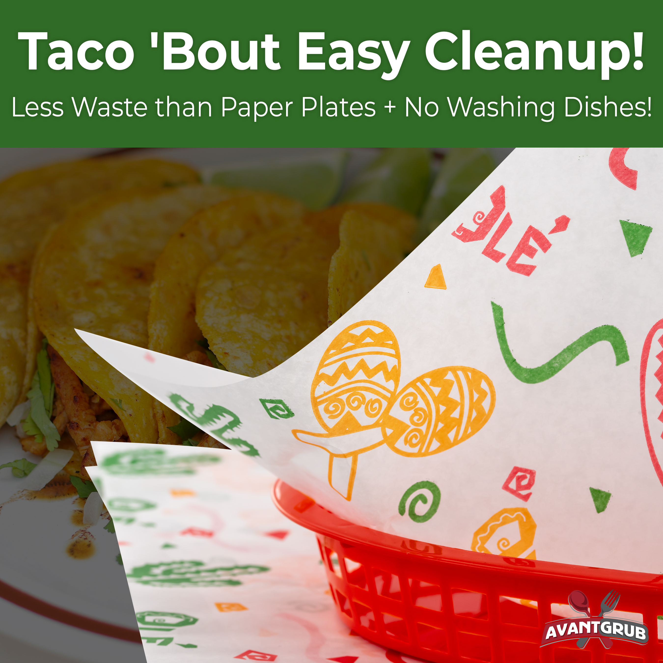 Fiesta Style Mexican Deli Paper Liner 12x12 Burrito & Taco Wrapper by Avant Grub - Imagen 26 de 28