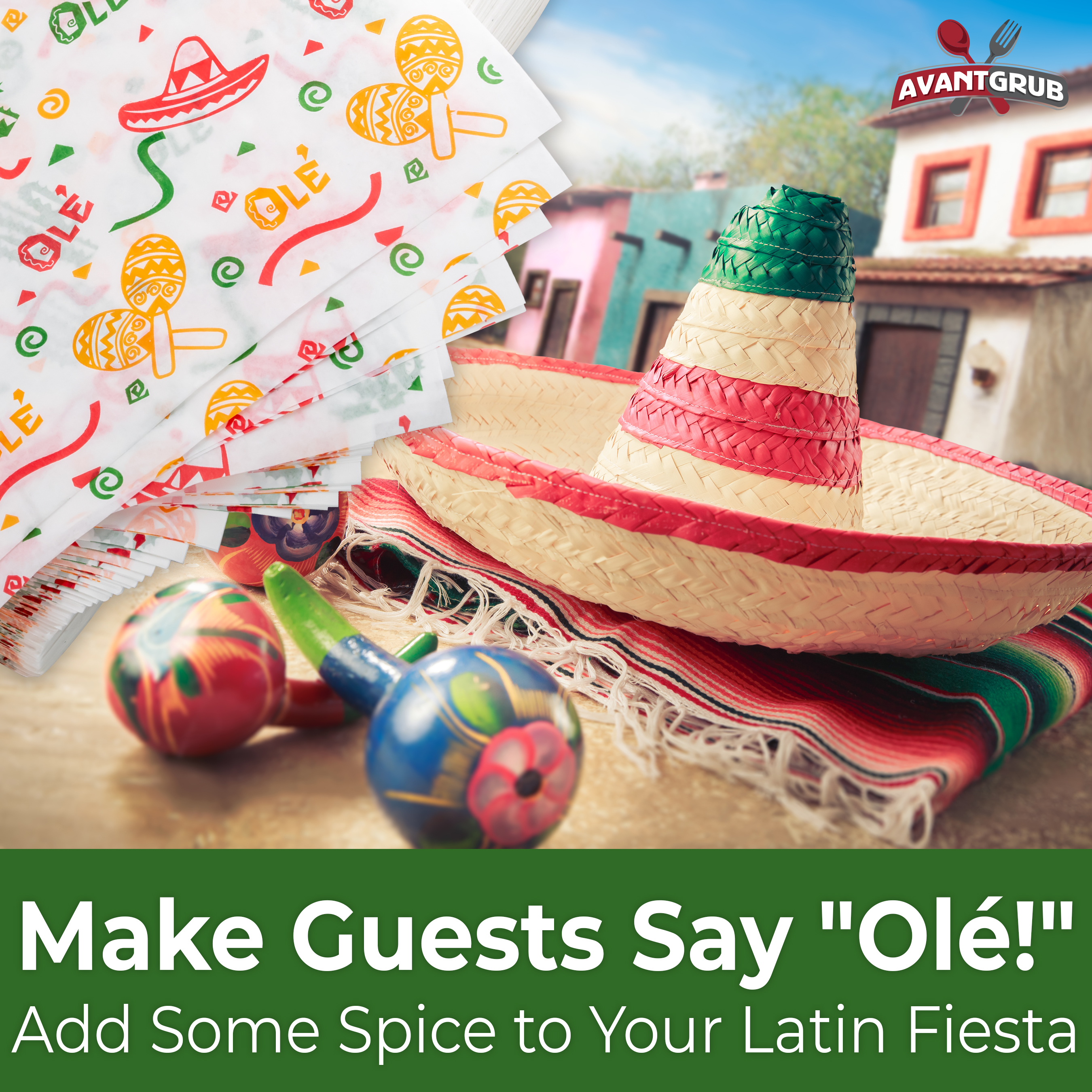 Fiesta Style Mexican Deli Paper Liner 12x12 Burrito & Taco Wrapper by Avant Grub - Imagen 27 de 28