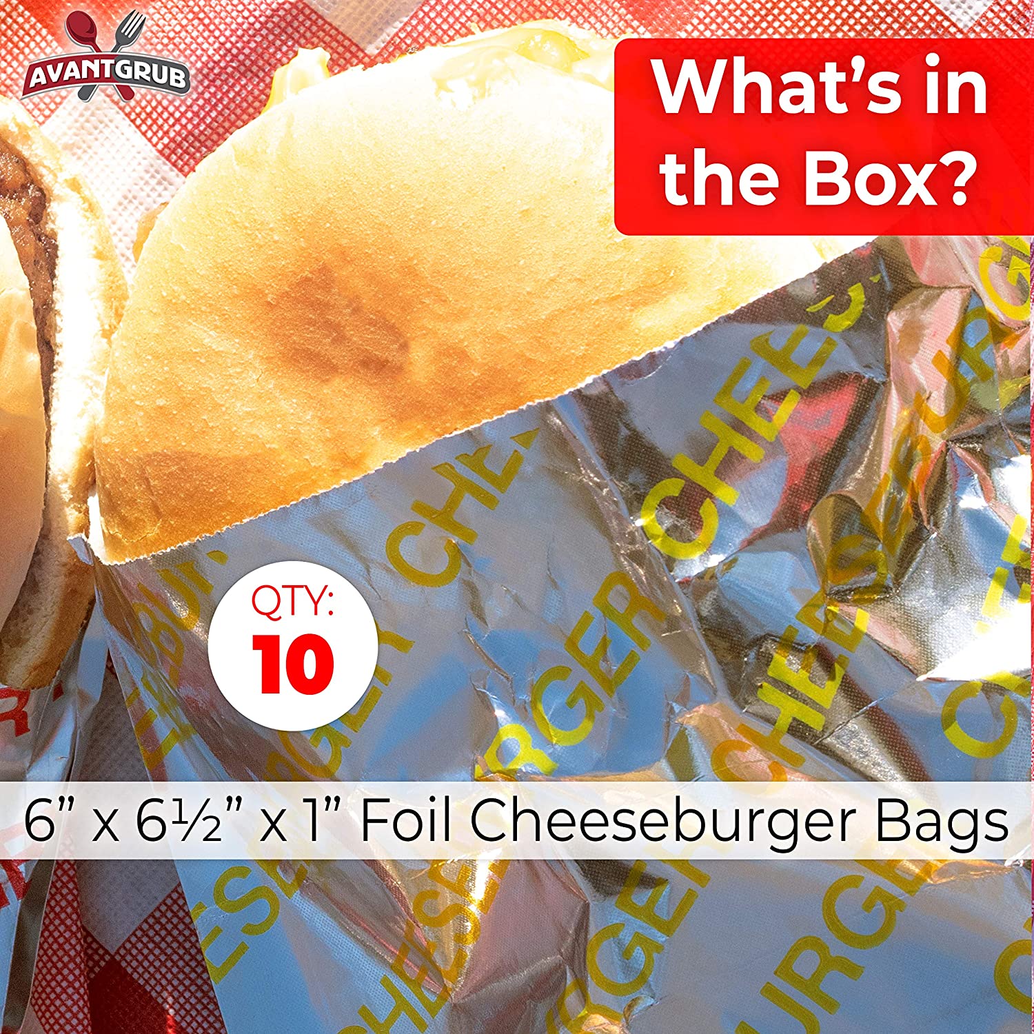 Envoltura sándwich de papel de aluminio retro para chinches, paquete a granel de 6x6 bolsas para hamburguesas de Avant Grub - Imagen 8 de 29