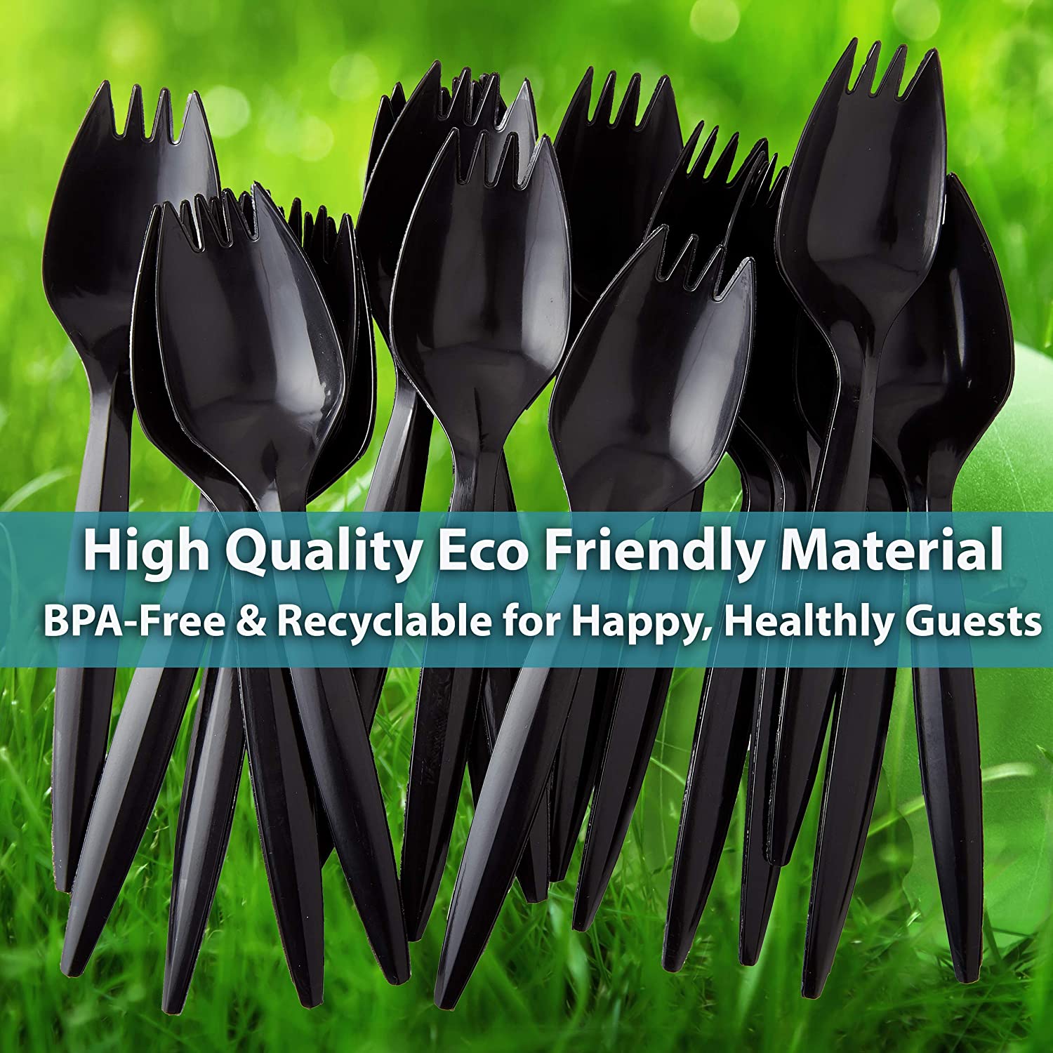 Black Disposable Plastic Spork Bulk Pack Recyclable & BPAFree by Avant Grub eBay