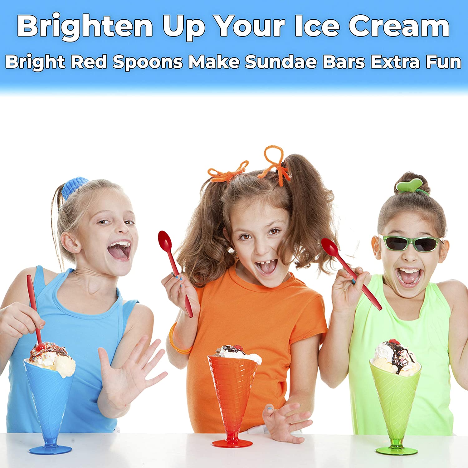 8" Plastic Soda Spoons for Ice Cream & Sundae, Red or White by Avant Grub - Picture 17 of 33
