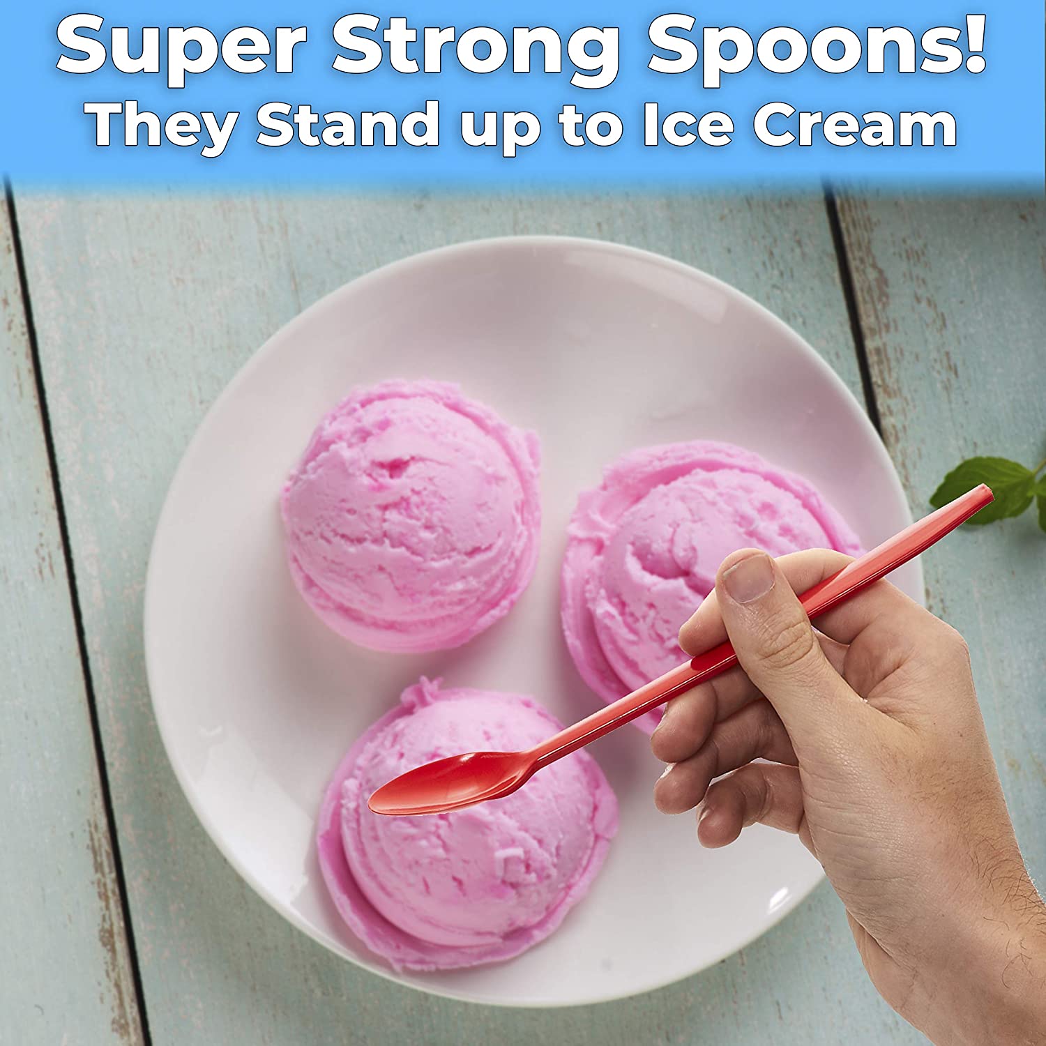 8" Plastic Soda Spoons for Ice Cream & Sundae, Red or White by Avant Grub - Picture 20 of 33