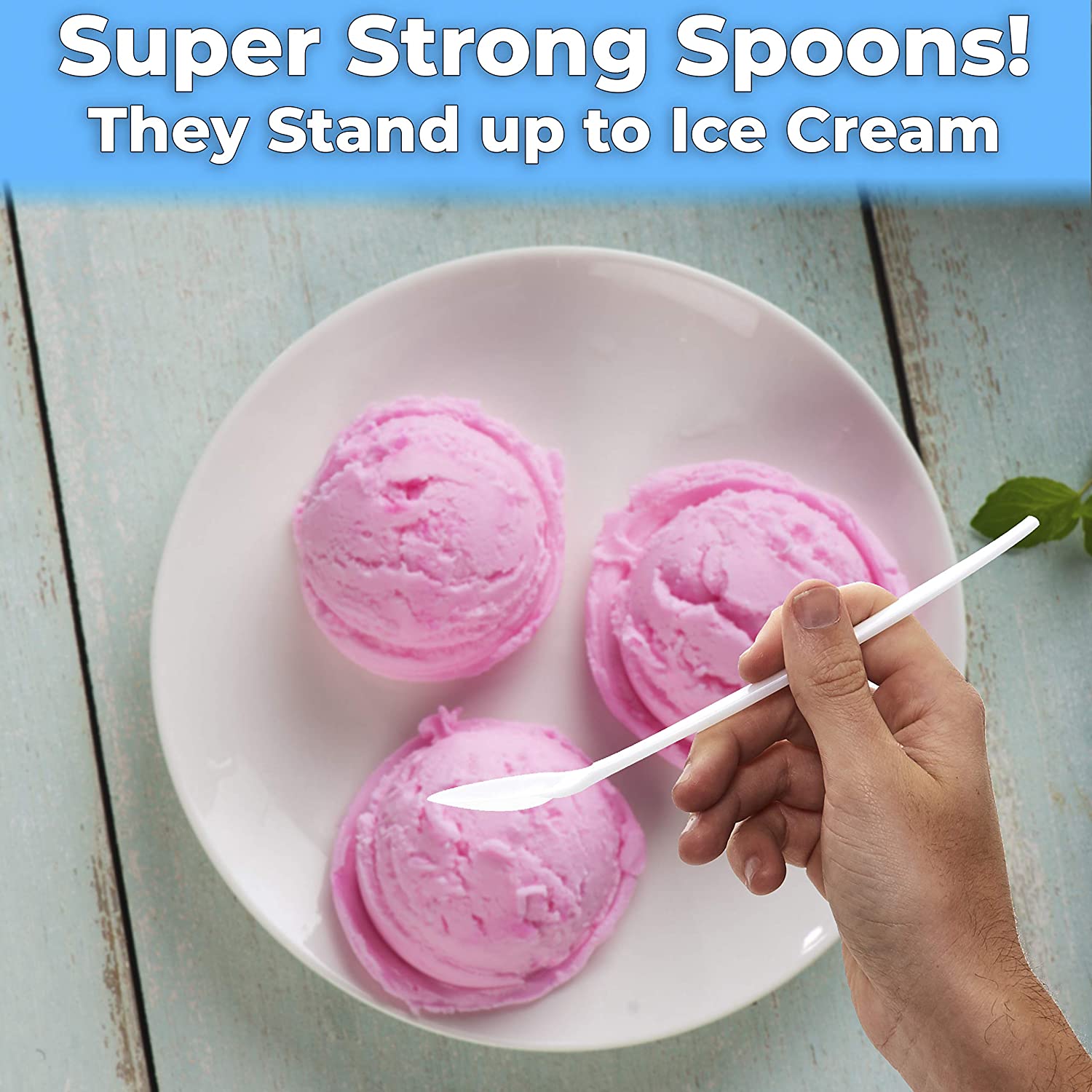 8" Plastic Soda Spoons for Ice Cream & Sundae, Red or White by Avant Grub - Picture 23 of 33