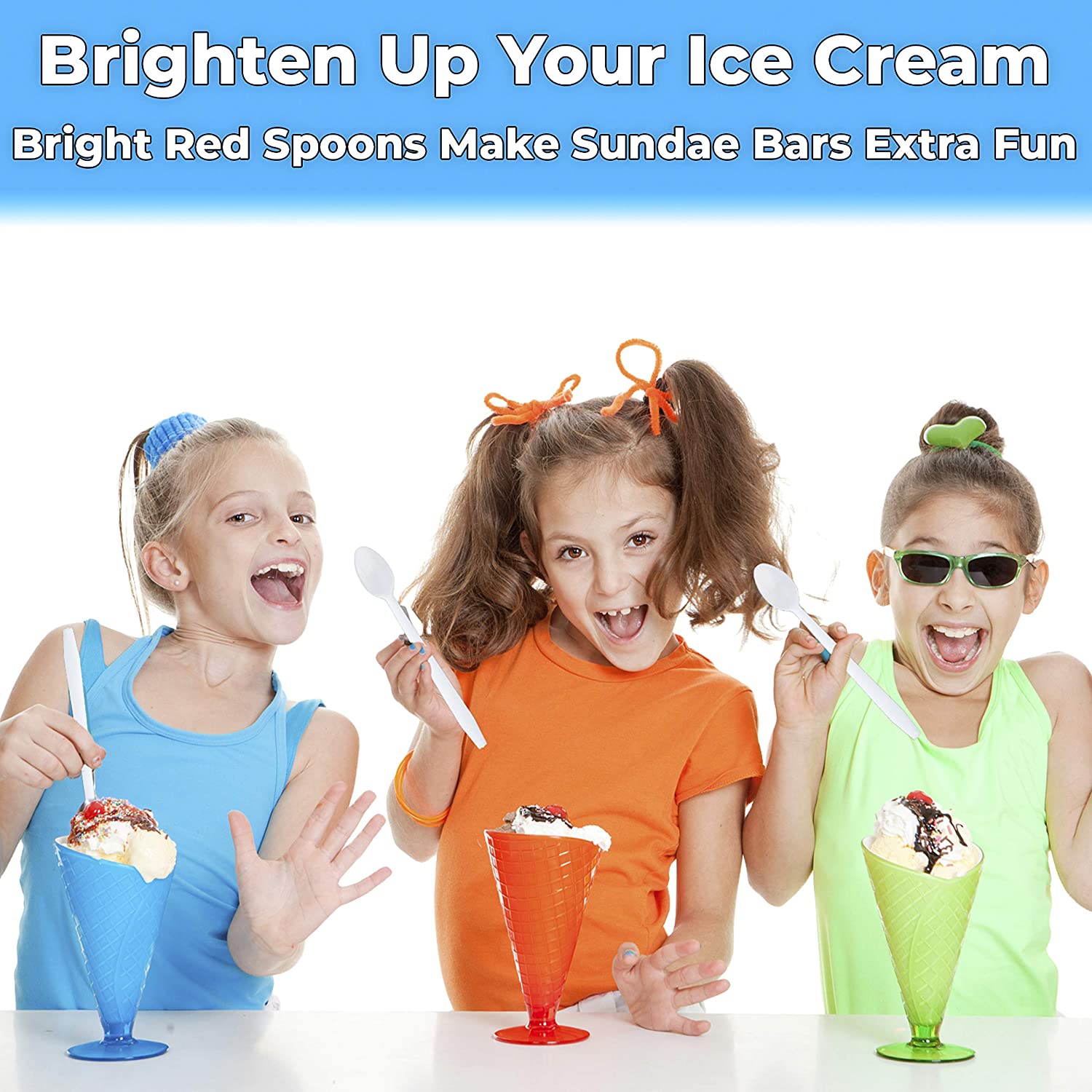 8" Plastic Soda Spoons for Ice Cream & Sundae, Red or White by Avant Grub - Picture 28 of 33